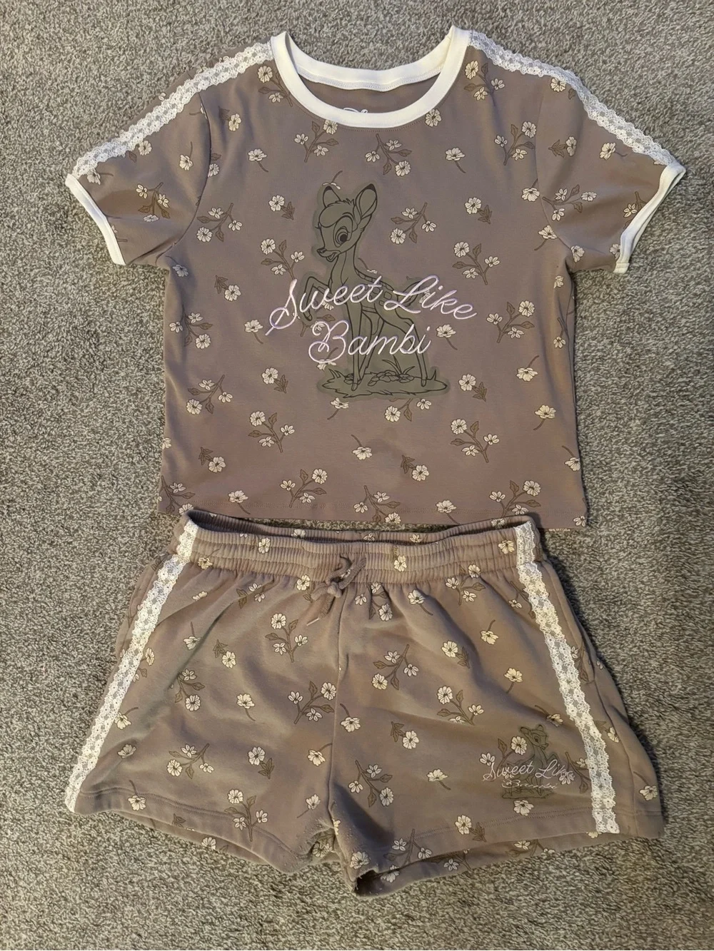 Sweet Like Bambi Juniors Taupe Floral  Set